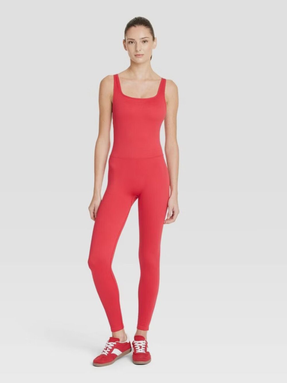Women's Square Neck Seamless Active Bodysuit - All In Motion Red M